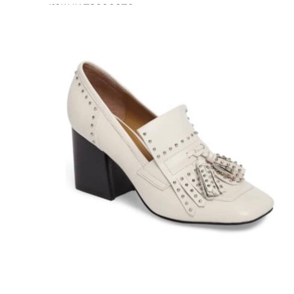 MARC FISHER Cream/Ivory Mellie Fringe Square Toe Pumps